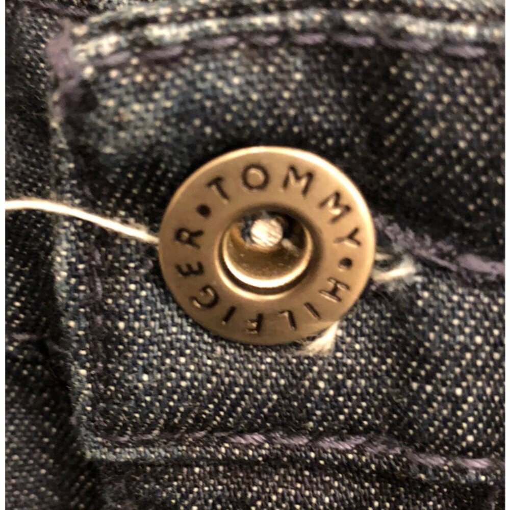 VTG Tommy Hilfiger‎ Womens Y2K Dark Wash Wide Leg Jeans Paisley Detailing Size 8 - Picture 4 of 8